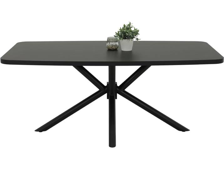 Esstisch HELA JANA , schwarz (schwarz, schwarz, schwarz), B:180cm H:76cm T:100cm, Tische, Esstisch, ABS-Kante, Melamin, bootsförmig, aufgedoppelt, Breite 180 cm