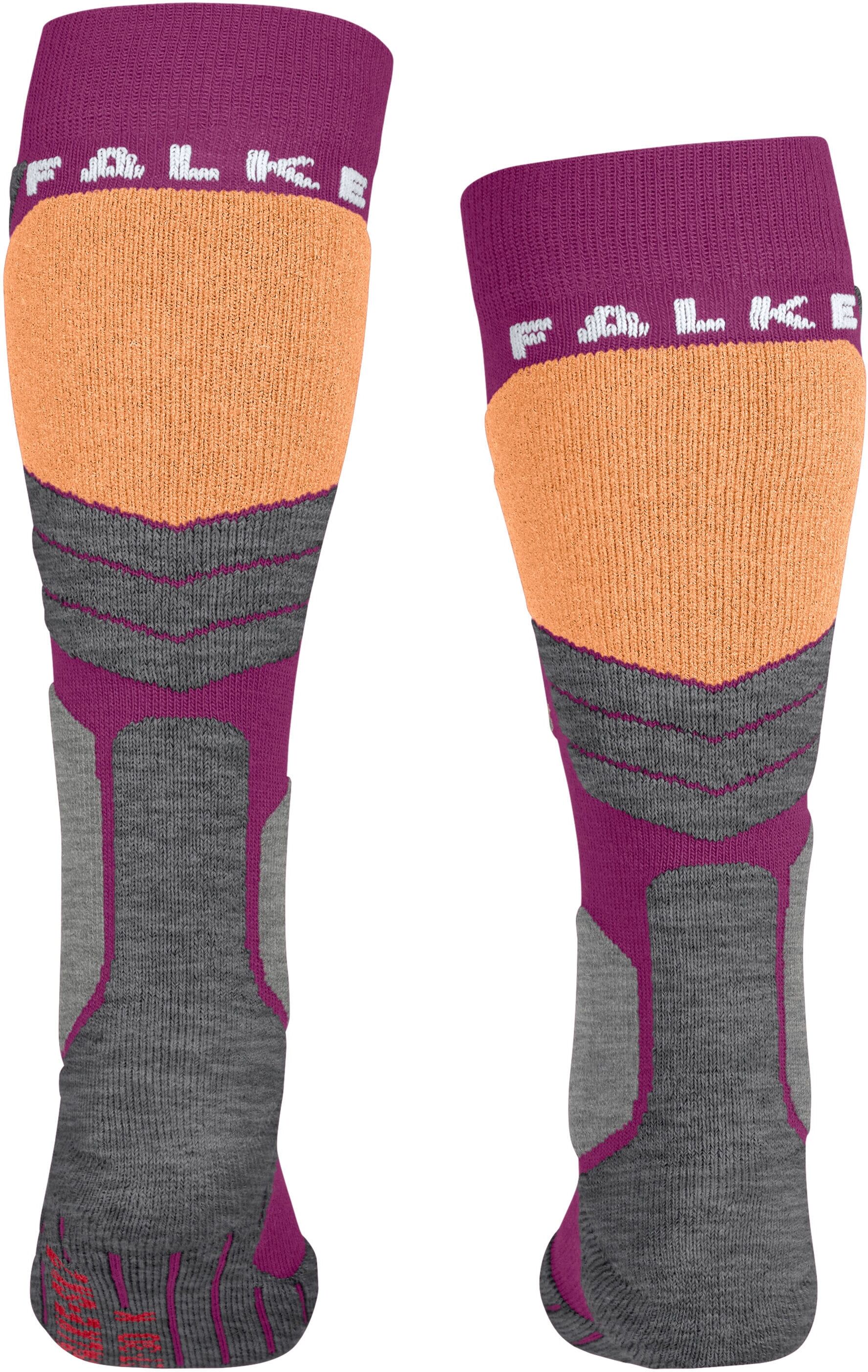 Skistrümpfe FALKE "SK2 Intermediate", Kinder, Gr. 35-38, Sockengröße, 8692, radiant orchid, Obermaterial: 45% Polypropylen, 35% Polyamid, 20% Wolle, unifarben, Socken Skistrümpfe, für Kinder, mit mittelstarker Polsterung, geruchshemmend, atmungsaktiv