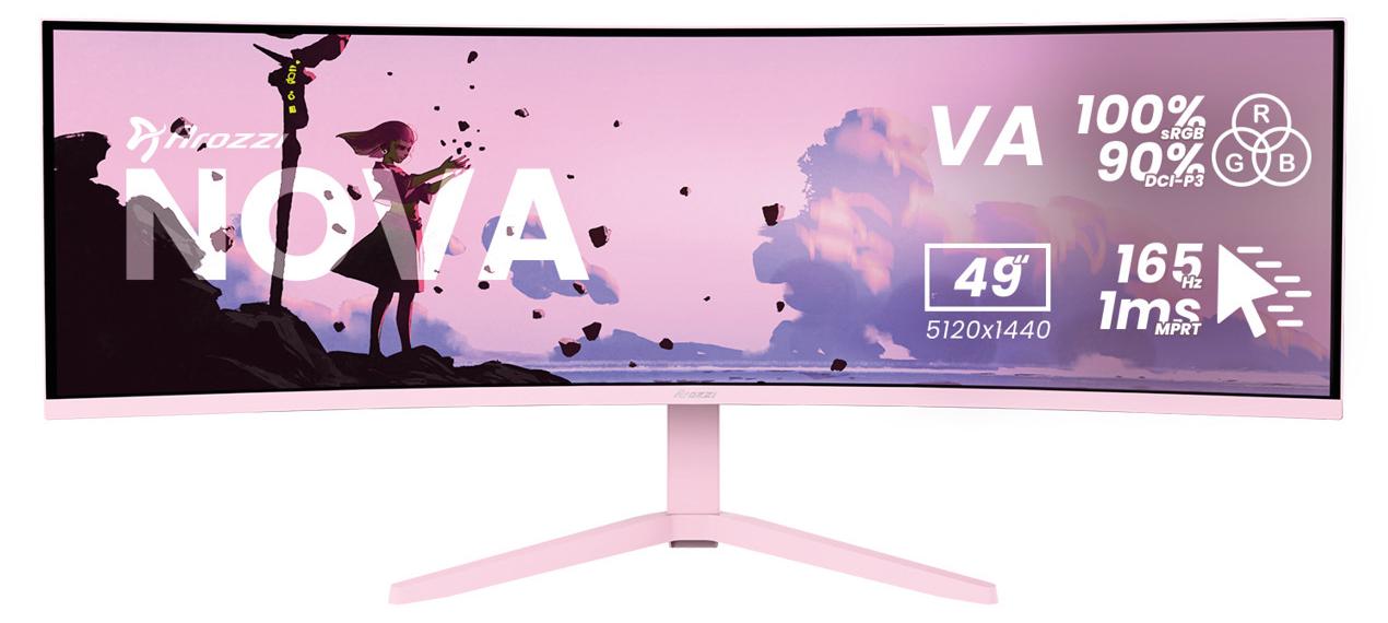Arozzi Nova 49" v2 Gaming Monitor - Gebogen - DQHD VA - 165Hz - USB-C - Rosa
