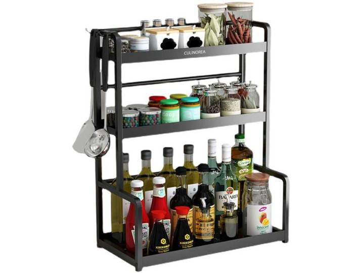 Étagère à épices avec 3 niveaux rangement épices - Lazozo - cuisine pour comptoir de cuisinee en acier inoxydable porte-épices 45x