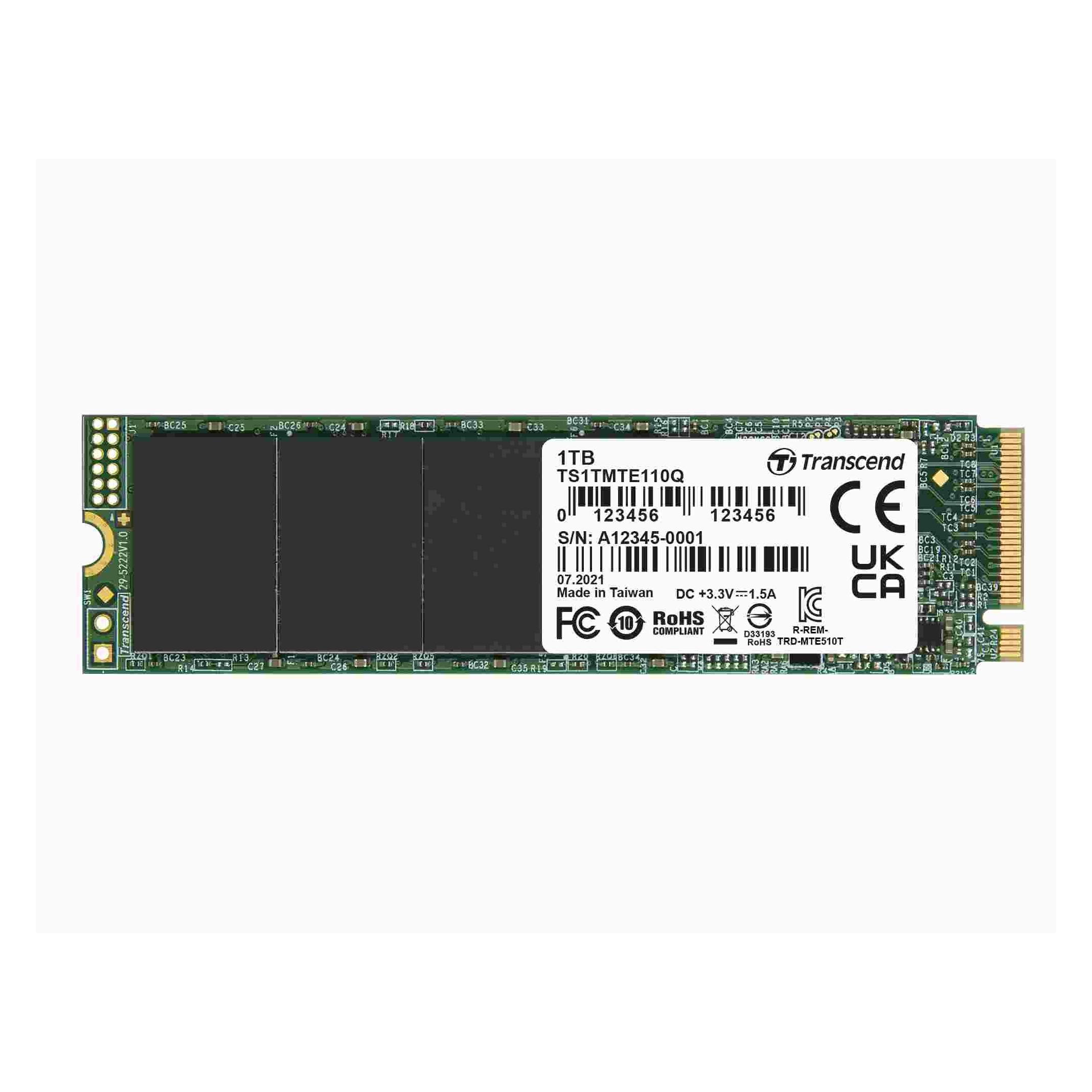 Transcend 1 TB M.2 2280PCIe Gen3x4 QLC als DRAM (1000 GB, M.2 2280) (TS1TMTE110Q)