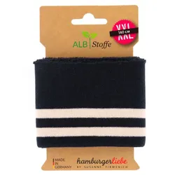Albstoffe Bio-Strickbündchen "Cuff Me College", marine/weiß, 1,4 m