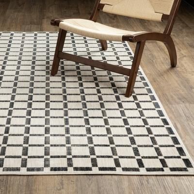 ROW Hunter Geometric Grid Beige/ Black Area Rug