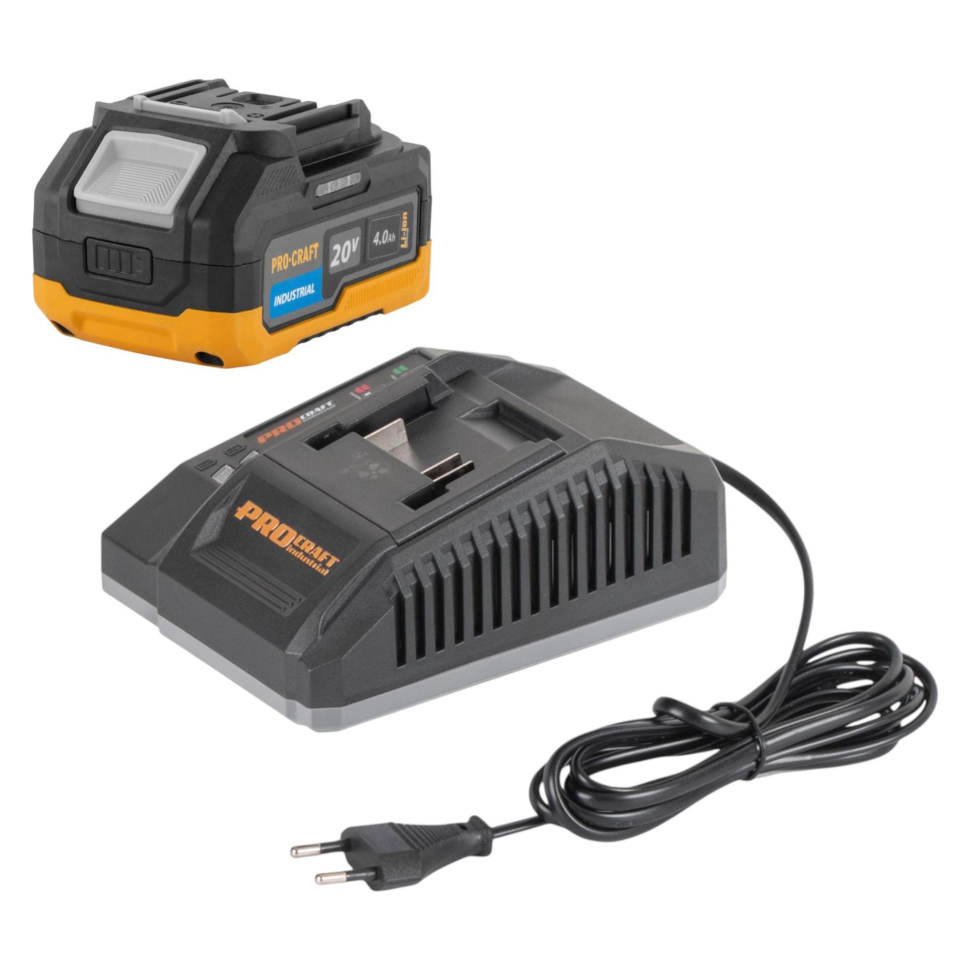 Procraft Starter Pack 20 V C20/6.5 Schnell Ladegerät + 1x 20/4 Industrial Akku 4,0 Ah (20 V) (C20/6.5)