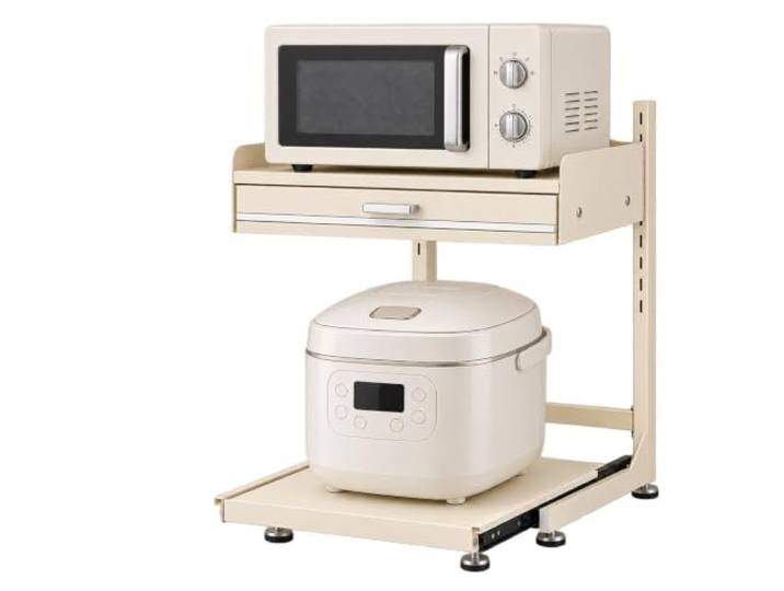 Verstellbarer Mikrowellenständer, Kohlenstoffstahl For Toaster, Wasserkocher und Kaffeemaschinen geeignet(40x35x61.8cm(11.8x13.8x24.3in))
