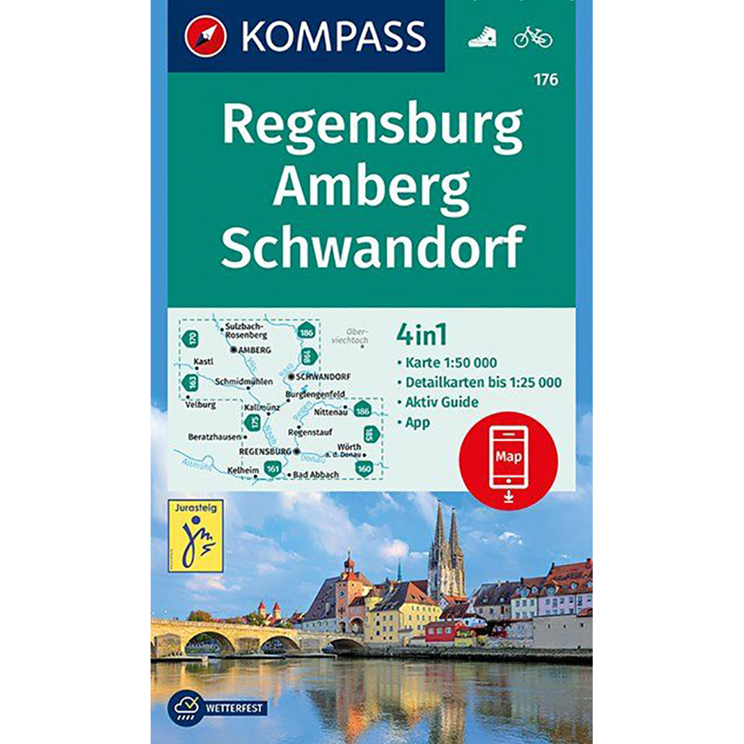 Kompass Verlag WK 176 Regensburg - Amberg - Schwandorf Topografische Karten