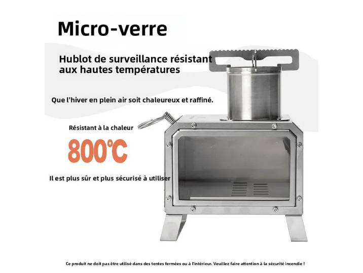 MOUNTAINHIKER Poêle à bois carré amélioré en acier inoxydable, chauffage extérieur, pour pique-nique, randonnée, camping