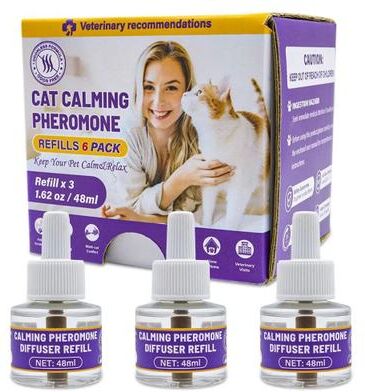 Inspired Living PetCalm 4 in 1 Pheromone Diffuser For Cats And Dogs Odorless Stress Relief Kit cat Style 3 Bottles