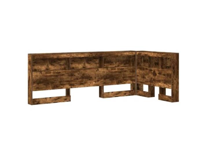 GHVBNMF Aufbewahrungskopfteil Geräucherte Eiche Holzwerkstoff 217 cm Praktisches Bettkopfteil fürs Schlafzimmer mit integrierten Ablagefächern für Bücher und Zubehör, L-Form Design.