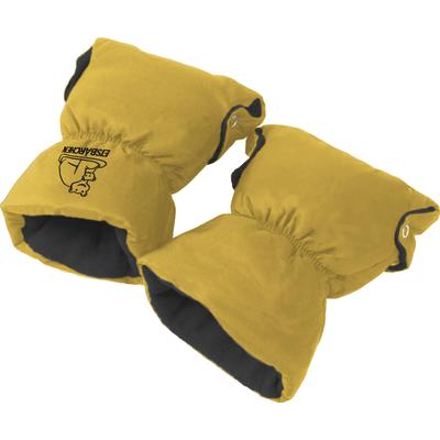 Kinderwagen-Handwärmer HEITMANN FELLE "Eisbärchen Copy", Kinder, gelb (ocker), Polyester, Kinderwagen-Handwärmer, Handschuhe für den Kinderwagen, Handmuff mit praktischen Druckknöpfen