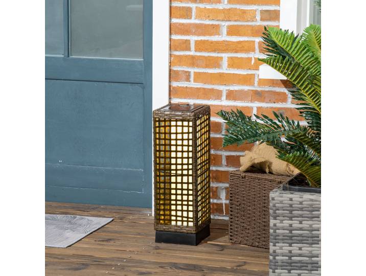 Outsunny Lampadaire Solaire Résine Tressée Sans Fil Extérieur