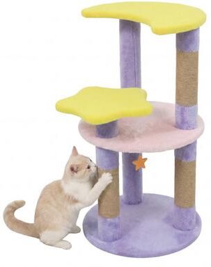 Costway 29 Inches Cute Modern Cat Tree with Star and Moon Shaped Platforms-Purple