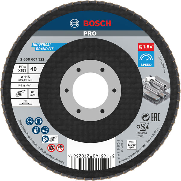 Bosch PRO X571 Fächerschleifscheibe, 115 mm, G40 2608607322