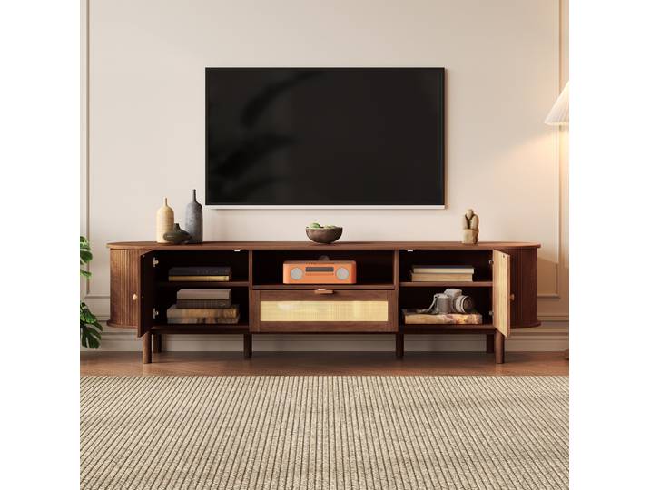 Meubliv Meuble Tv 175 Cm Nussbaum – Rangements Ouverts Et Tiroirs