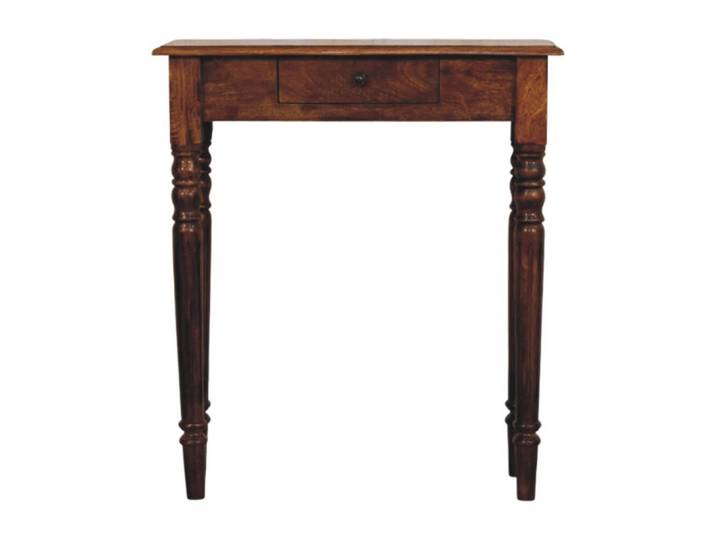 Artisan Furniture Konsole Massivholz Kastanienbraun Gedrechselte Beine, 1 Schublade, Dunkelbraun, Mangoholz, Echtholz,Mangoholz, Rechteckig, 70x80x25 cm, Wohnzimmer, Wohnzimmertische, Konsolentische