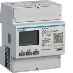 Hager ECM382D Energiezähler 3phasig, direkt 80A, 4M, MBUS, MID