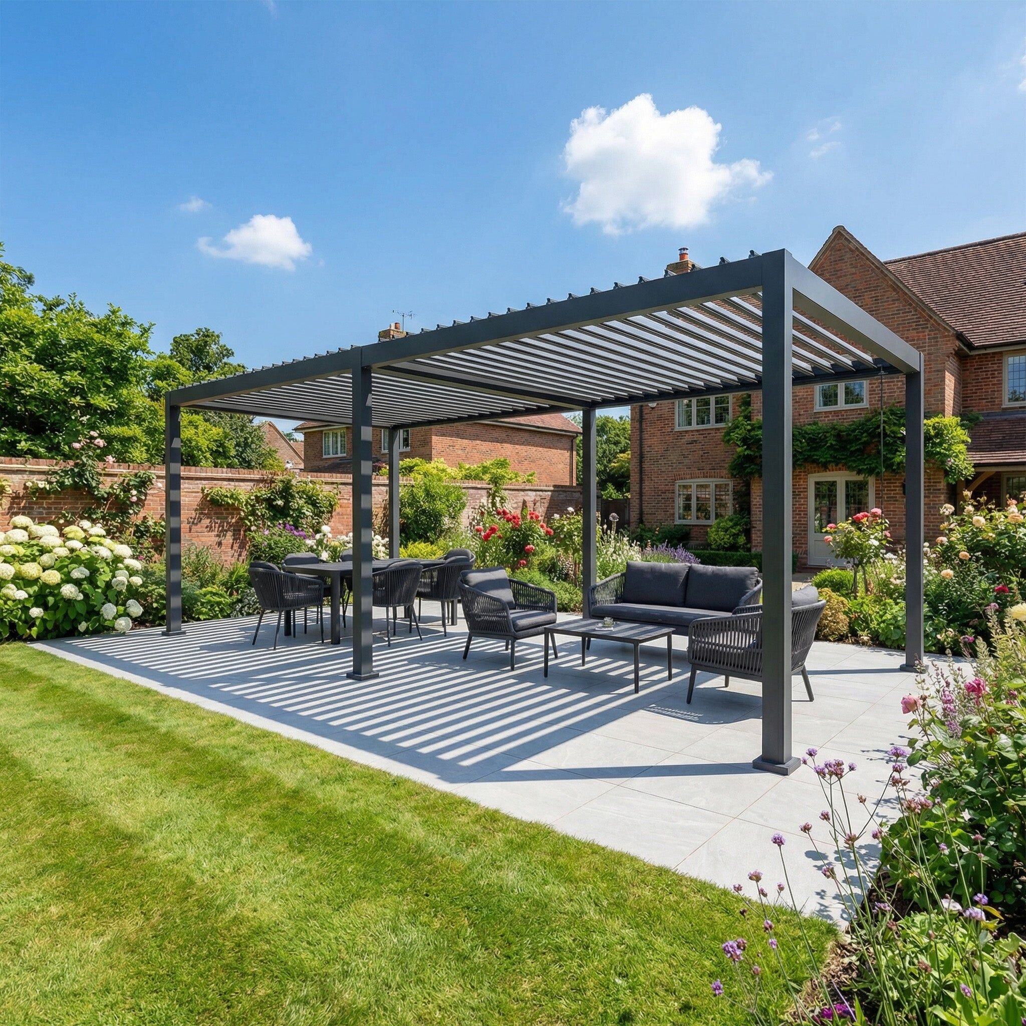 Harbour Lifestyle PergoSTET Lite Neo 3m x 7m Metal Rectangular Pergola in Grey