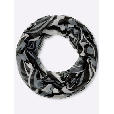Loop HEINE, Damen, schwarz-weiß (schwarz, champagner), Viskose, gemustert, Modetücher Loop