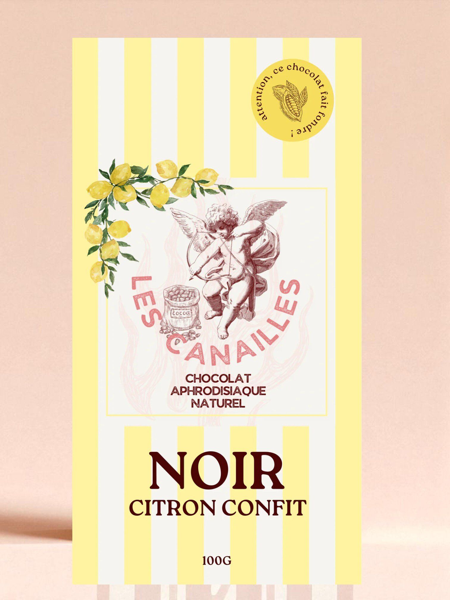 Les Canailles Tablette Aphrodisiaque Chocolat Noir citron confit - 100g