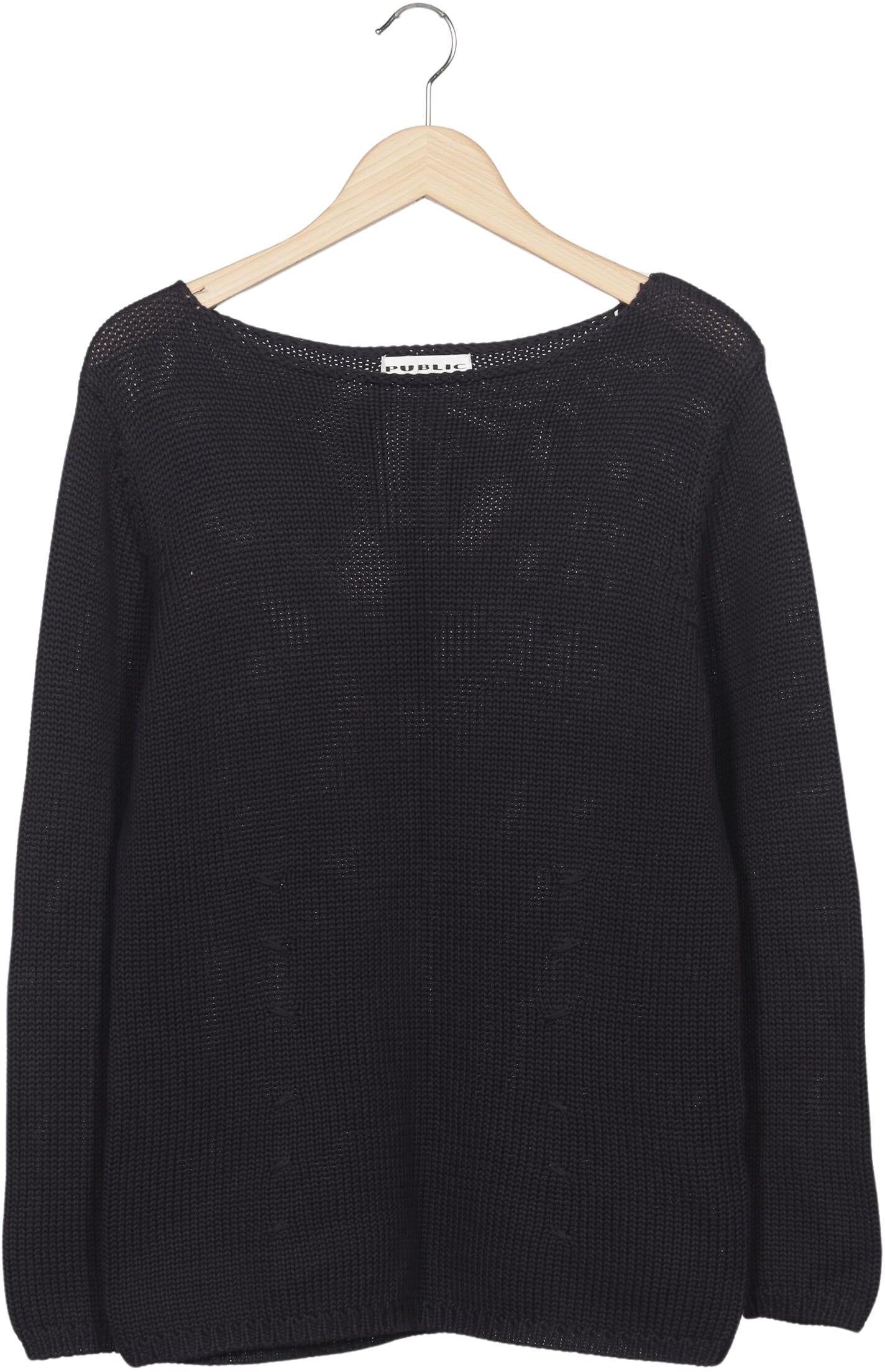 Public Damen Pullover, Schwarz, Gr. EU 36, Baumwolle - Second Hand
