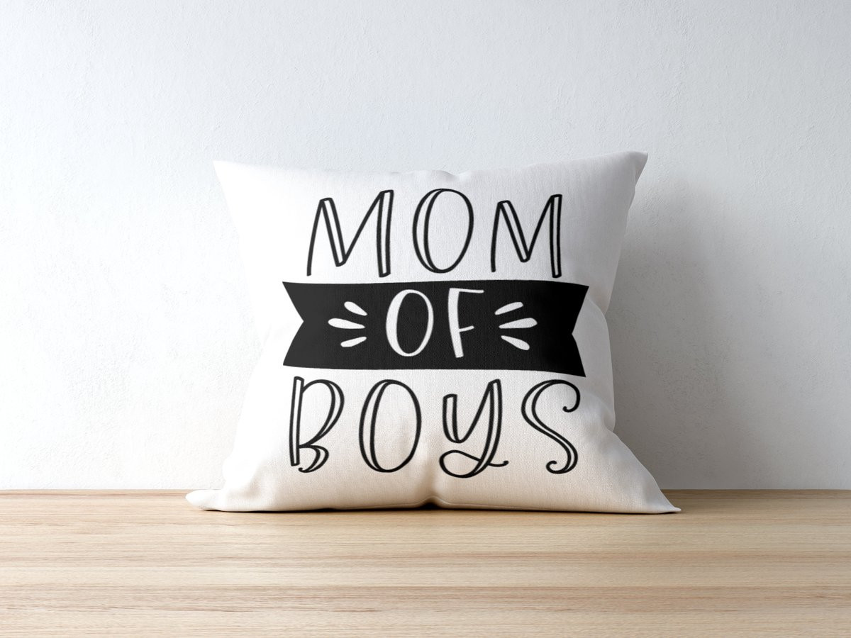 Sierkussen Mom Of Boys - Wit - 40 x 40 cm