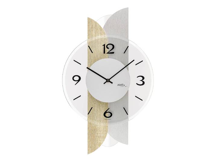 Wanduhr Ponta Holzgehäuse Sonoma Silber 27 x 45 x 6cm Multicolor/Beige/Grau