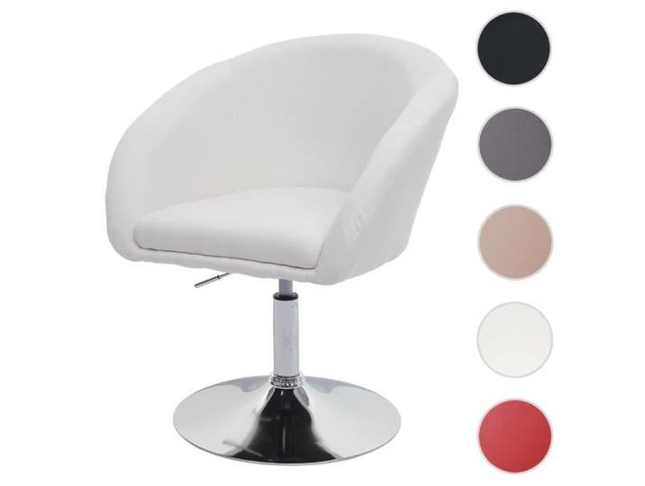 Chaise de salle à manger HWC-F19 pivotante crème blanc