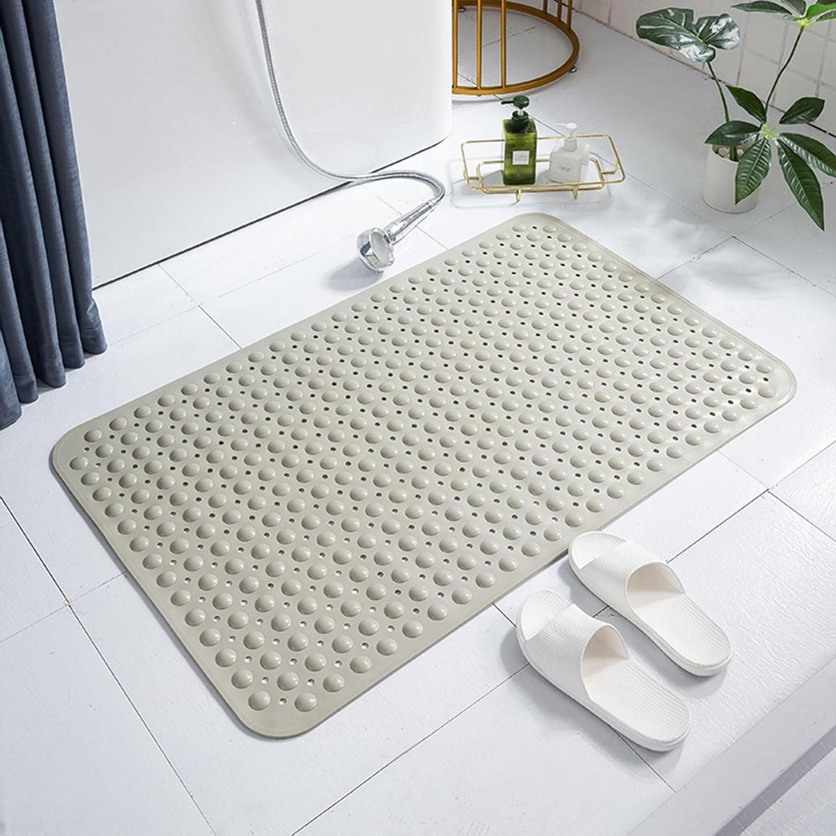 Grote antislip badmat en douchemat in grijs, 120 x 80 cm