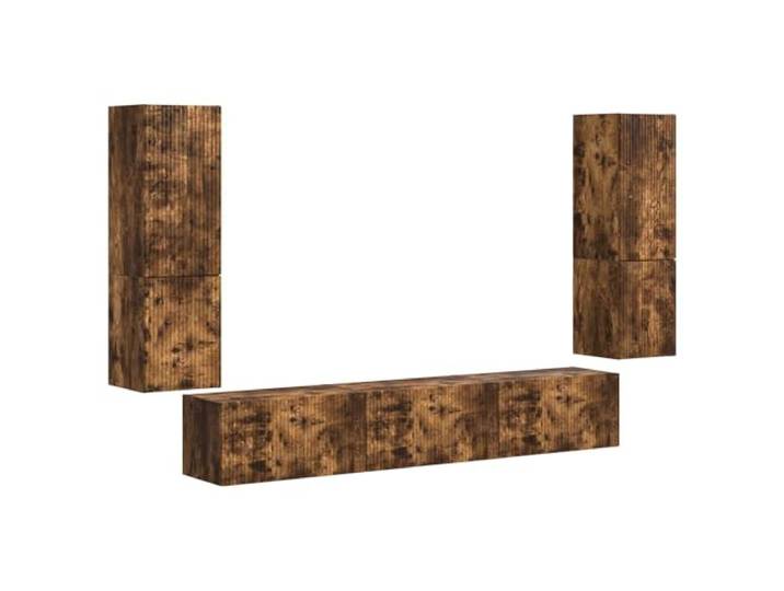 RJPLMFV TV-Möbel-Set, 4-teilig, Eiche, Rauchholz, Ingenieurskunst Platzsparendes Wanddesign, geräumige Aufbewahrung, klare Linien, ideal für kleines Wohnzimmer