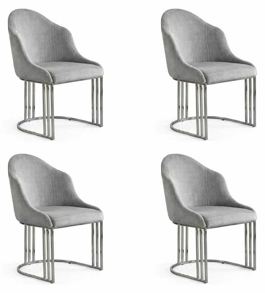 JVmoebel Luxe Moderne Eetkamer Set met 4 Gestoffeerde Stoelen