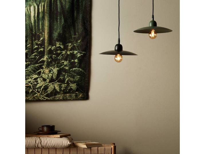 PR Home hanglamp Como, zwart, Ø 28 cm, metaal, stekker Como, zwart, Keuken, metaal, Vintage, hanglamp