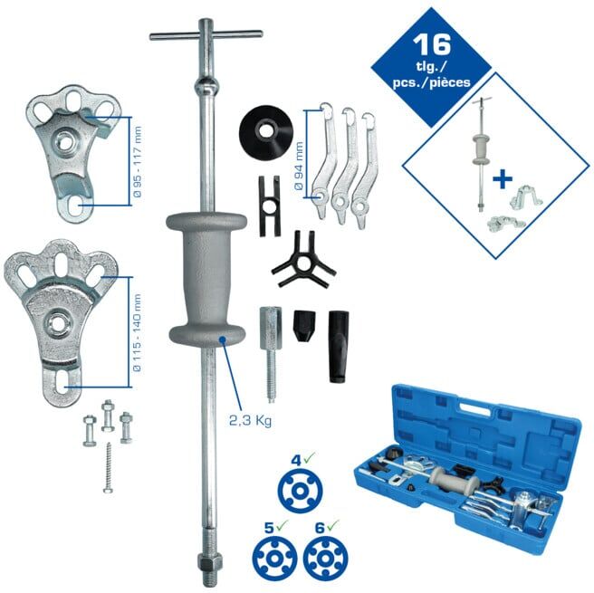 Brilliant Tools Extracteur de moyeux avec masse à inertie, forgé, 16 pcs (BT671350)