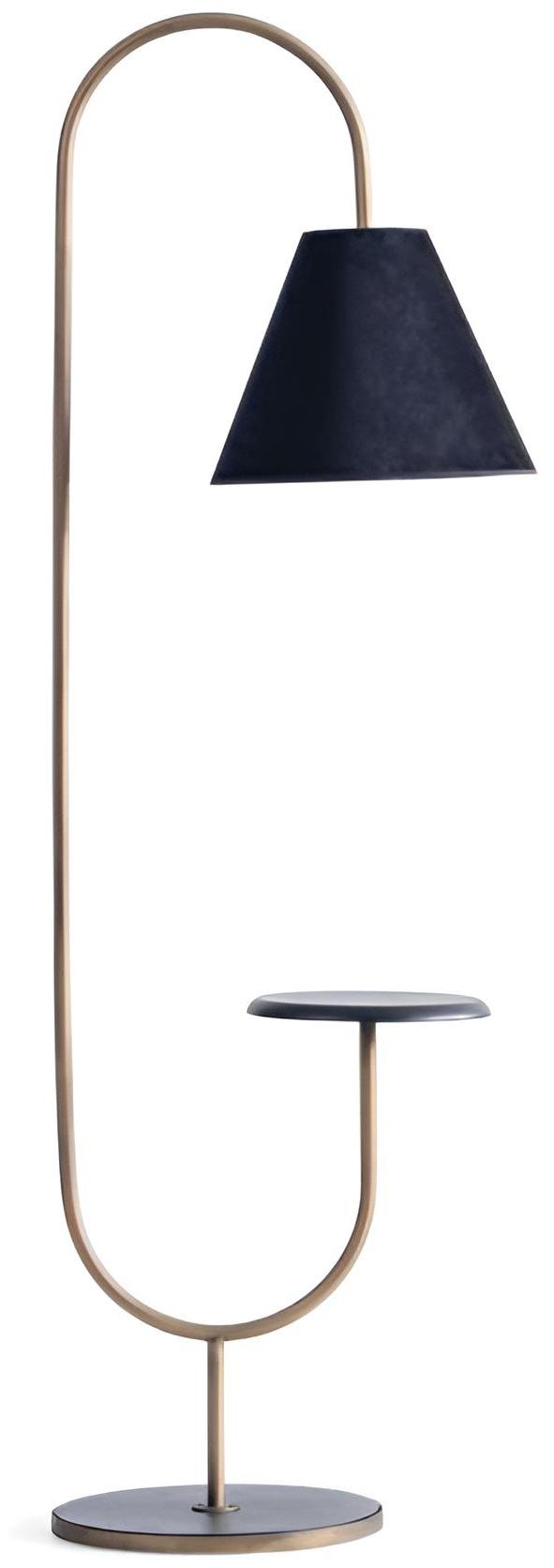 Moderne Stehlampe mit minimalistischer Form und Beistelltisch