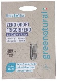 greenatural Zero Odori Frigorifero con Carbone Attivo 3 Buste