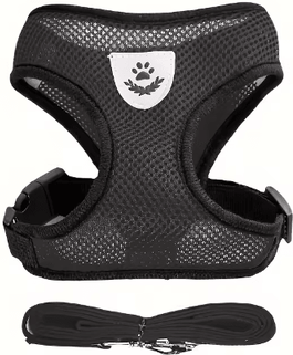 Inspire Picks Adjustable Escape Proof Reflective Cat Harness & Leash Set black m