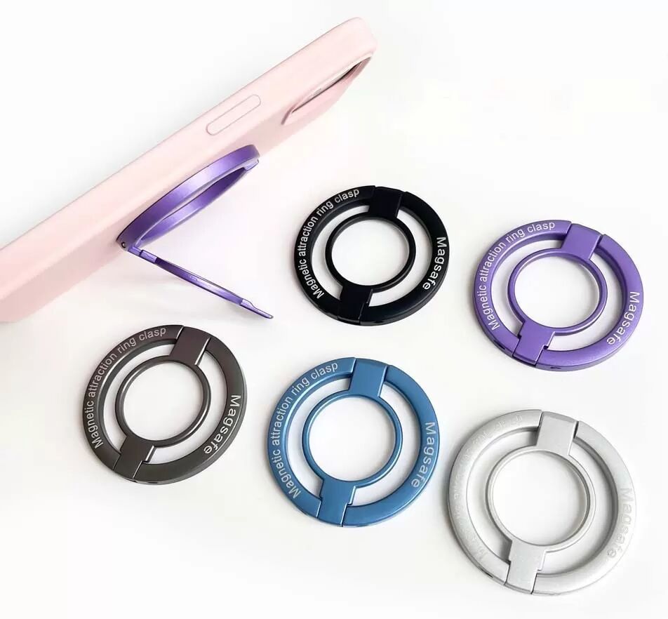 INF Support Anneau Magnétique pour Téléphone, Rotation 360°, Compatible MagSafe Argent