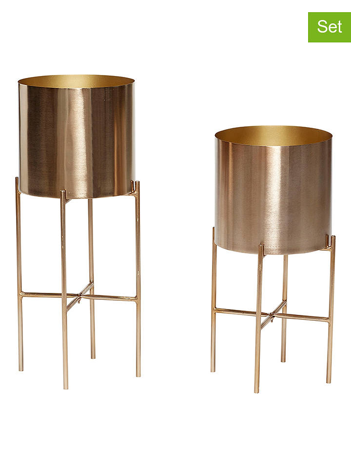 Hübsch 2er-Set: Blumentöpfe "Airy" in Gold - onesize