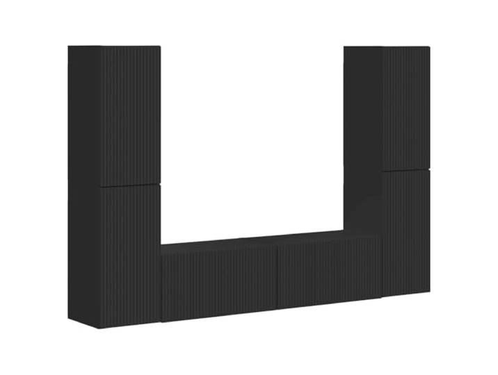 Makastle TV-Schrank 6-TLG. Schwarz Holzwerkstoff Wandmontage