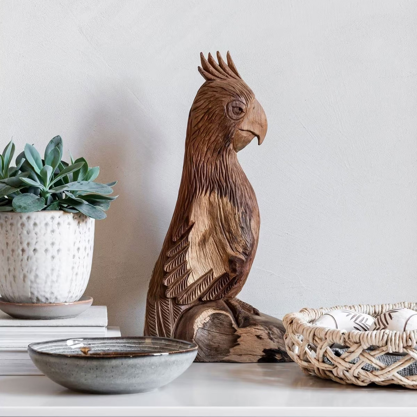 MUST Living Decoratie Rio Papegaai van Teakhout - Naturel