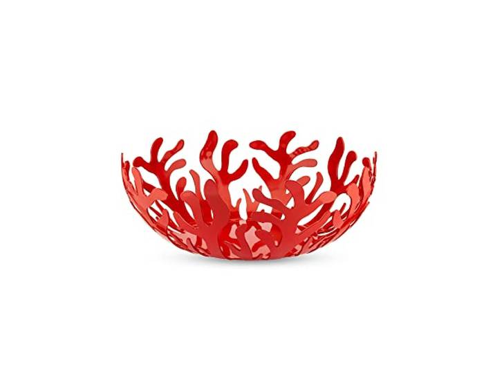 Alessi ESI01/29 R Mediterraneo Fruithouder, Roestvrij Staal, Epoxyharsgelakt, Ø 29 Cm, Rood