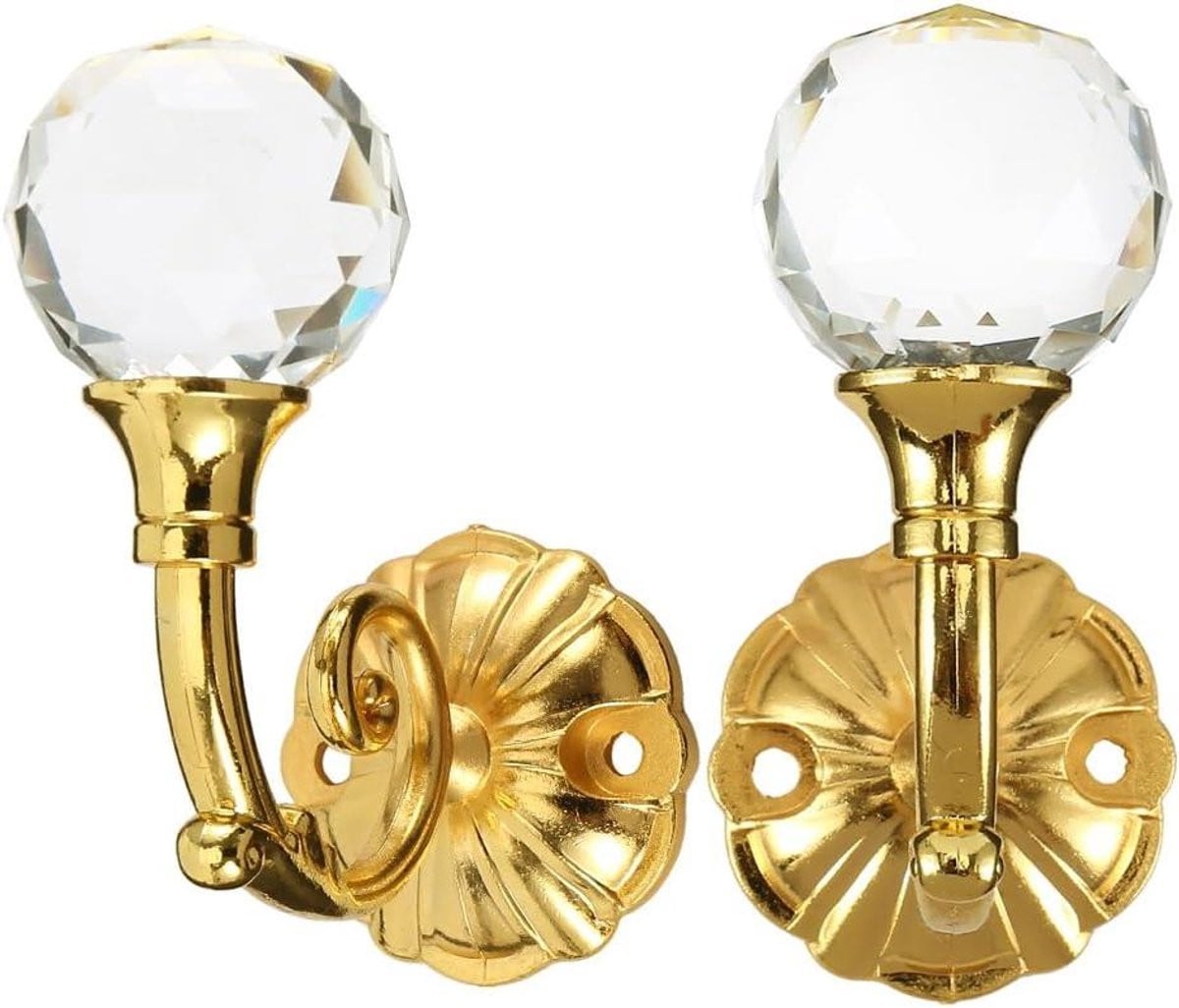 Set van 2 gouden gordijnophanghaken met strass decoratie
