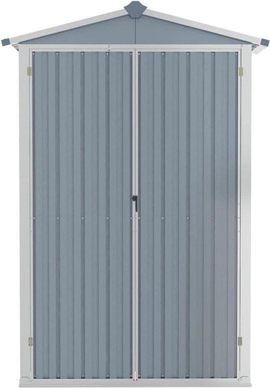 Metallischer Gartengeräte-Schuppen - Gartenhaus mit Satteldach - 107,5 x 46 x 183 cm