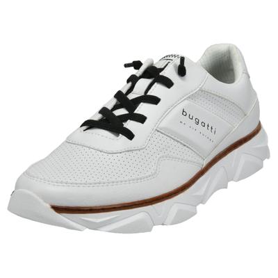 Slip-On Sneaker BUGATTI, Herren, Gr. 42, Textil, weiß, Lederimitat, Schuhe, Freizeitschuh, Halbschuh, Slipper mit Kontrast-Rahmenbesatz
