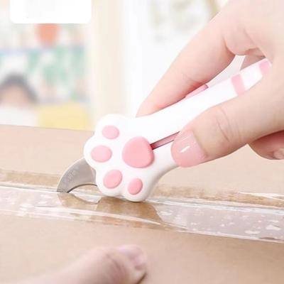 Inspired Finds Portable Cat Paw Plastic Box Cutter And Retractable Letter Opener blue