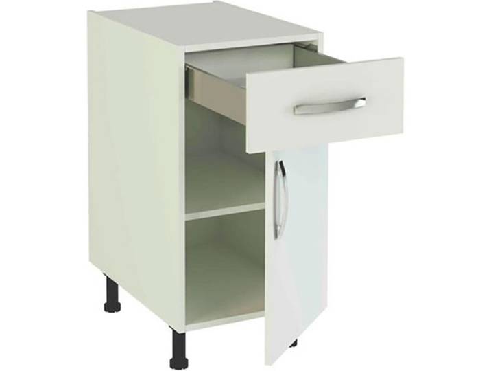 Meuble armoire de cuisine 1 porte + 1 tiroir coloris blanc - Hauteur 85 x Longueur 40 x profondeur 58 cm