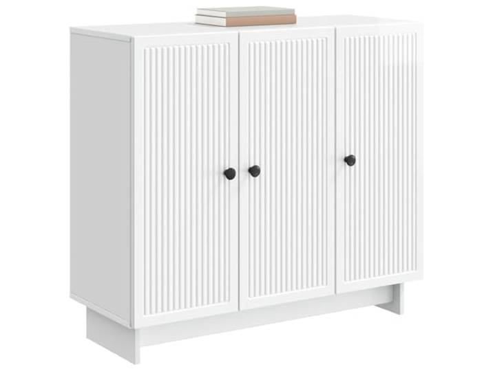 KTHLBRH Sideboard weiß glänzend 89 x 34,5 x 80 cm Technisches Holz, rechteckiges Design, klassische Griffe, für den Innenbereich