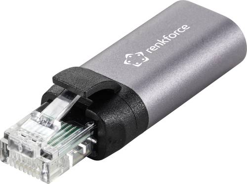 Renkforce RJ45 / USB-C Netzwerk Adapter [1x RJ45-Stecker - 1x USB-C Buchse] Anthrazit-Grau