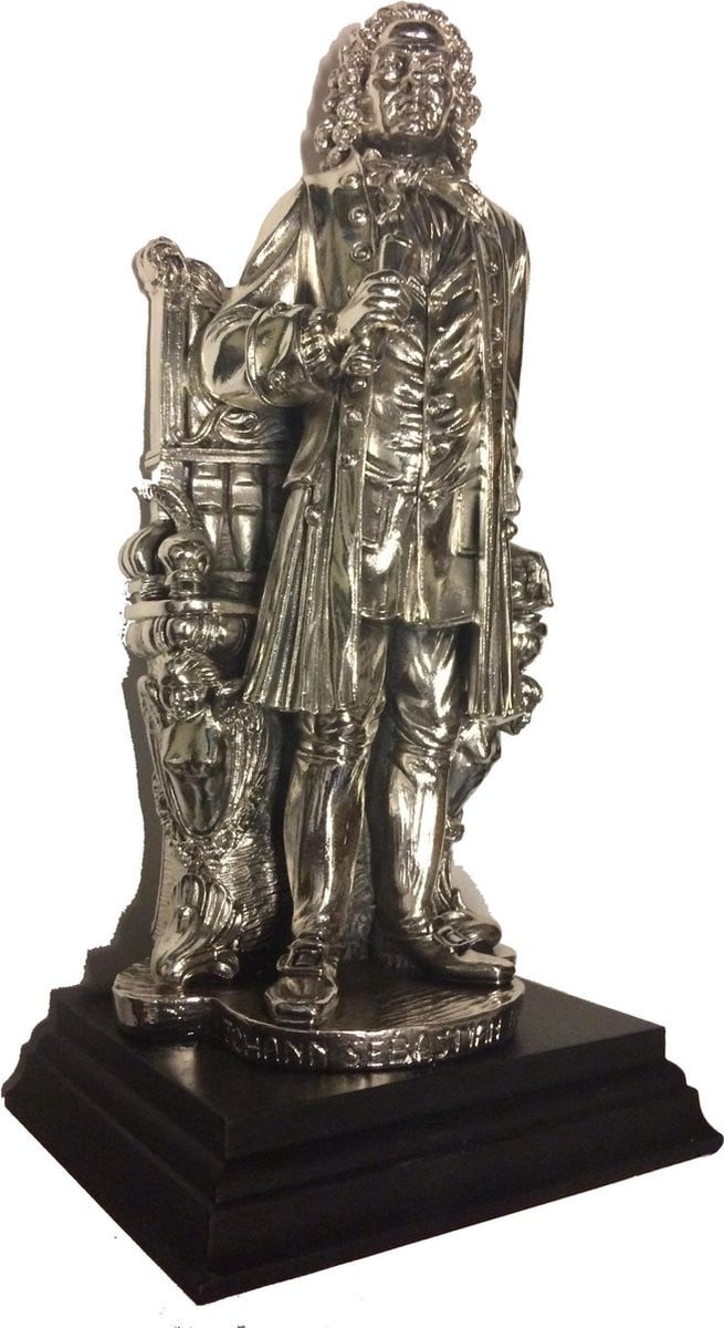 Johann Sebastian Bach Standbeeld met Zilveren Afwerking, 27 cm