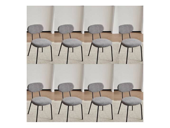 LuxusKollektion Esszimmerstuhl Esszimmerstuhl 8er stapelbar gepolstert Metallbeine Dunkelgrau 8er-Set