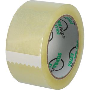 Supra Packband Pro Extra, PP, transparent, 50mm x 66m, leise abrollbar